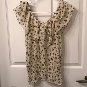 Sheer floral white blouse